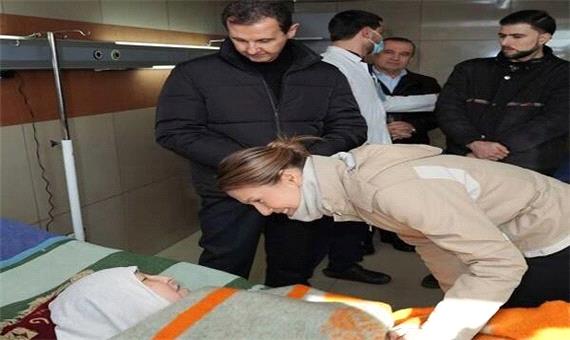 بازدید بشار اسد و همسرش از مصدومان زلزله سوریه