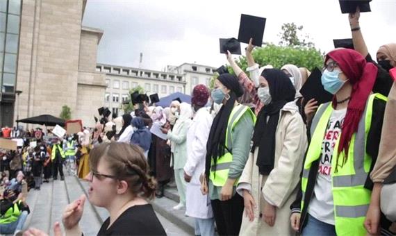 تظاهرات در بلژیک علیه ممنوعیت حجاب