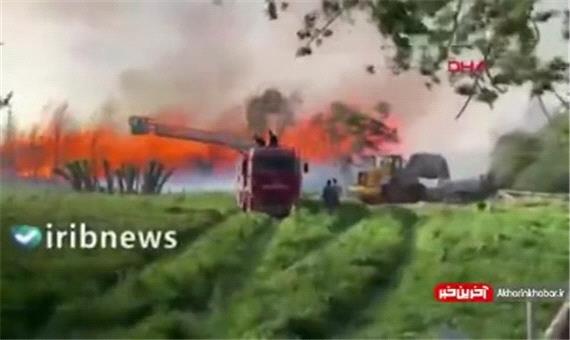 تصاویری از آتش‌سوزی مهیب در نیروگاه بیوانرژی ترکیه