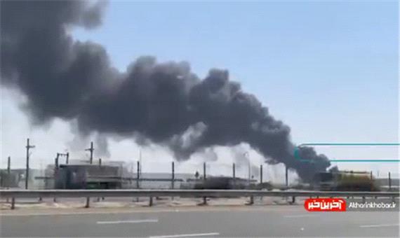 آتش‌سوزی گسترده در بندر جبل علی امارات