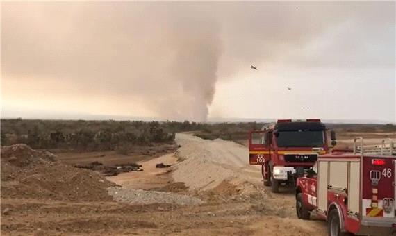 آتش سوزی گسترده در مرز اردن و فلسطین اشغالی