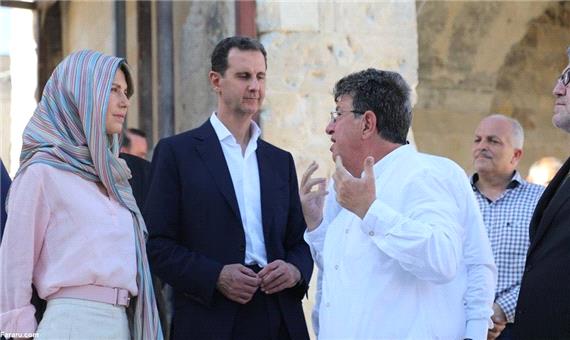 حضور بشار اسد و همسرش در مسجد اموی