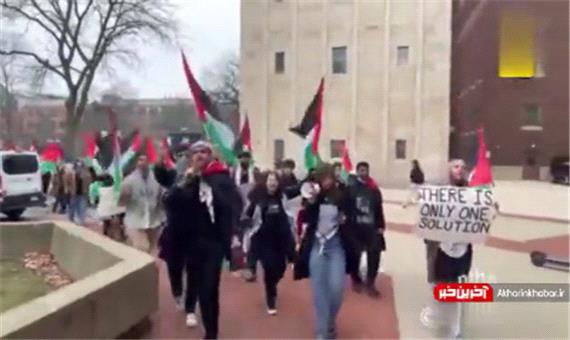تجمع دانشجویان دانشگاه میشیگان آمریکا درحمایت از فلسطین