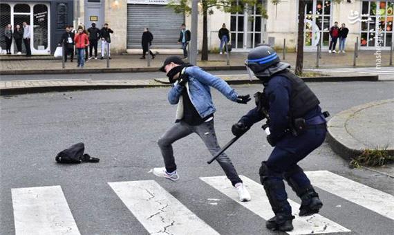 درگیری پلیس فرانسه با دانش‌آموزان دبیرستانی