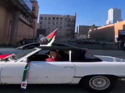 راهپیمایی خودرویی در لس آنجلس برای اعلام همبستگی با فلسطین