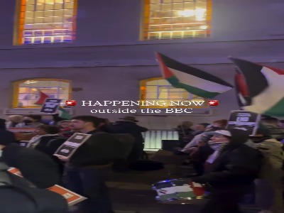 برگزاری تظاهرات ضد اسرائیلی مقابل شبکه  «بی‌بی‌سی» در لندن