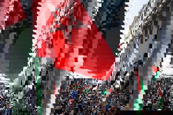 تجمع همبستگی با فلسطینی‌ها مقابل پارلمان مغرب